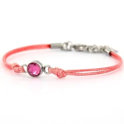 Armband Wax Cord Love & Crystal Pink