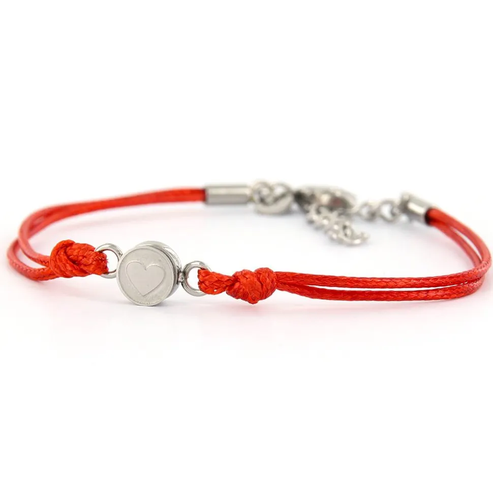 Armband Wax Cord Love & Crystal Red