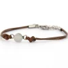 Armband Wax Cord Love & Crystal Brown