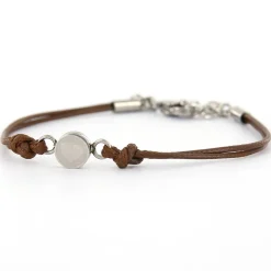 Armband Wax Cord Love & Crystal Brown