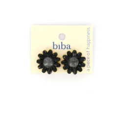 Biba oorbellen Flower Black - 83587