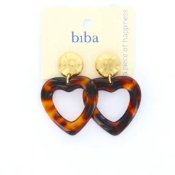 Biba oorbellen Heart Brown - 82821