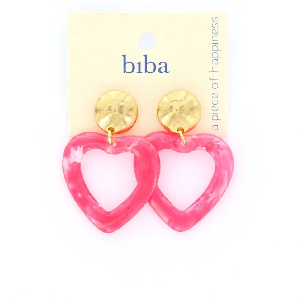 Biba oorbellen Heart Pink - 82821