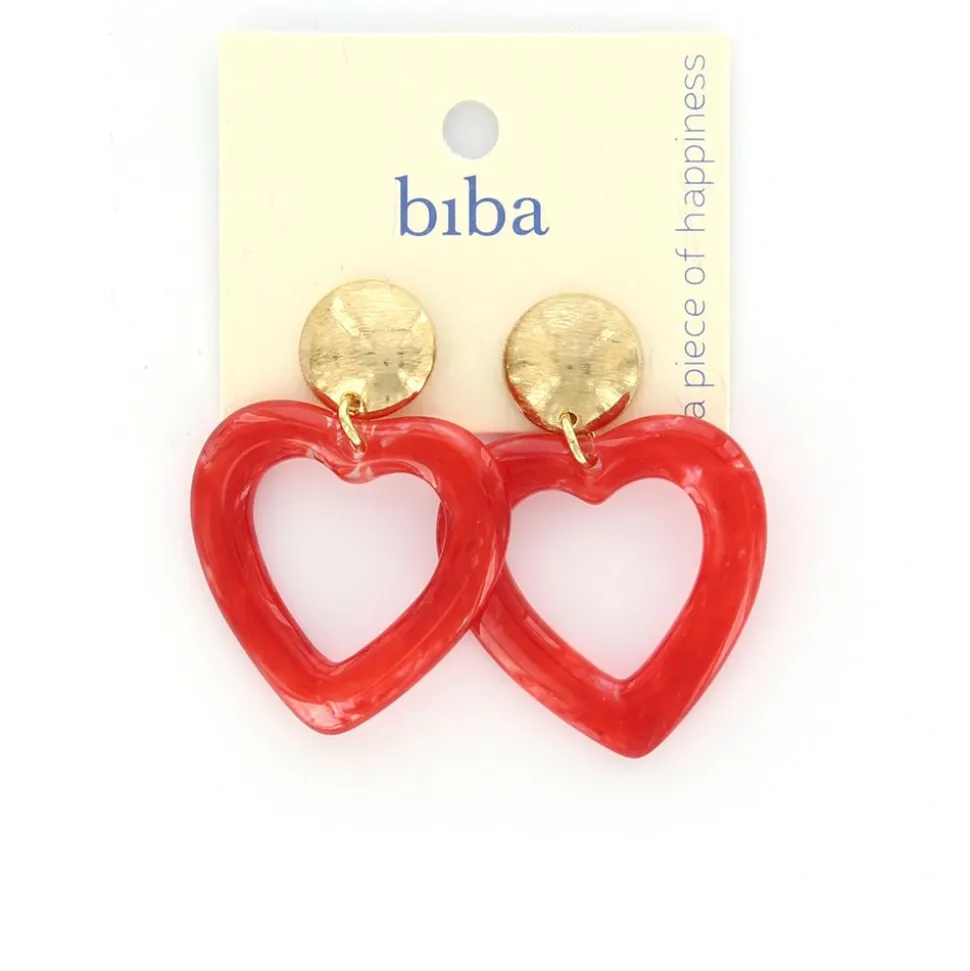 Biba oorbellen Heart Red - 82821