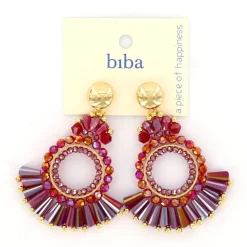 Biba oorbellen Natural Shine Red - 83630