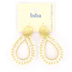 Biba oorbellen Natural Shine White - 84054