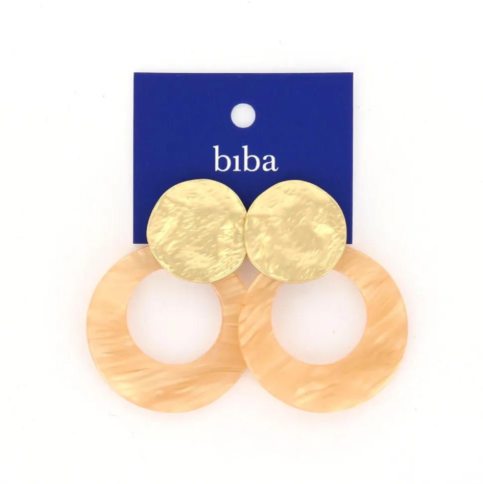Biba oorbellen Open Disc Beige - 81345