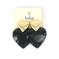 Biba oorbellen Shimmer Heart Black - 83583
