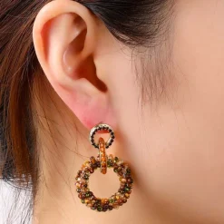 Day&Eve Beads Circles Dangle Brown - E4037