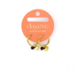Day&Eve Heart and Bead Hoop Black - E4826