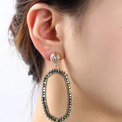 Day&Eve Hexagon Dangle oorbellen Green - E4560