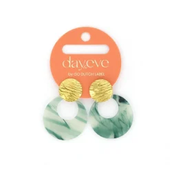 Day&Eve Resin Round oorbellen Green - E4914