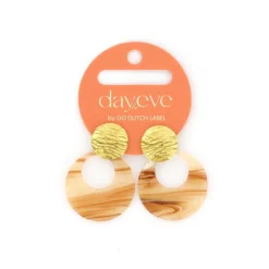 Day&Eve Resin Round oorbellen Beige - E4914