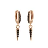 Hinged Hoops Black Zirconia Cone - Rose