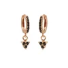 Hinged Hoops Black Zirconia Triple - Rose