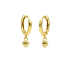 Hinged Hoops 3D Heart - Gold Color