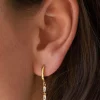 Hinged Hoops Triple Dangling Baguette - Rose