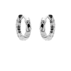 Hinged Hoops Twist And Spark - Silver