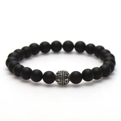 KARMA Armband - Black is Black Round Logo Bead - 86662