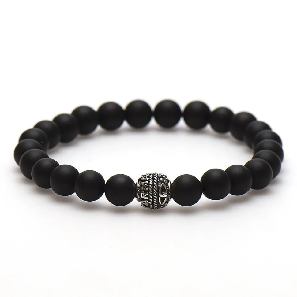 KARMA Armband - Black is Black Round Logo Bead - 86662