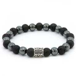 KARMA Armband - Black Panther silver logo bead - 86458