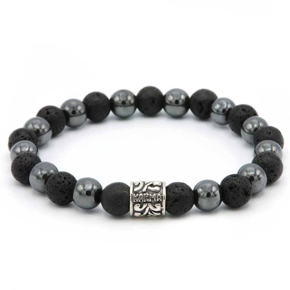 KARMA Armband - Black Panther silver logo bead - 86458