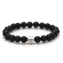 KARMA Armband - Black Rocks Pentagon Silver Bead - 86569