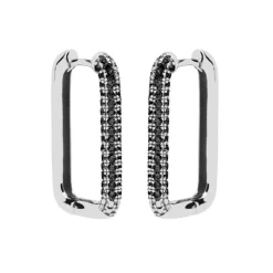 Karma Black Zirconia Hinged Hoops Big XL Round Square