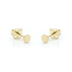 Karma Earstuds Mini Round Disc - 14K Gold