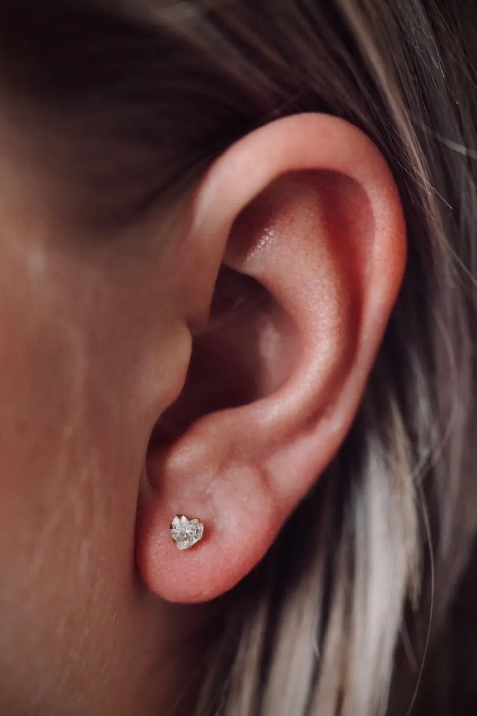 Karma Earstuds Zirconia Heart - 14K Gold