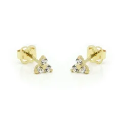 Karma Earstuds Zirconia Triple Flower Milou - 14K Gold