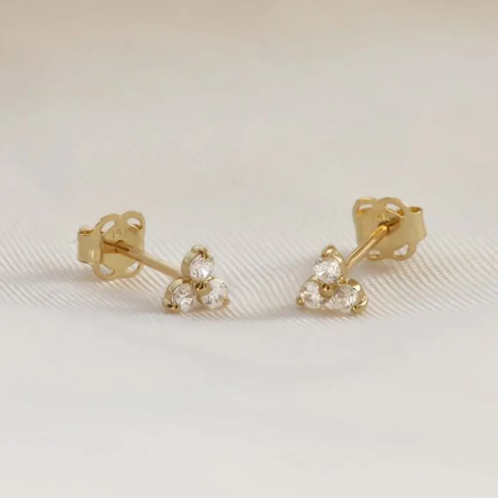 Karma Earstuds Zirconia Triple Flower Milou - 14K Gold