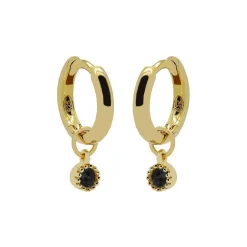 Karma Hinged Hoops Hanging Dotty Black Zirconia