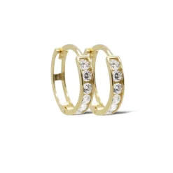 Karma Hinged Hoops Plain Zirconia Bella - 14K Gold