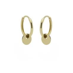Karma Hinged Hoops Round Disc - 14K Gold