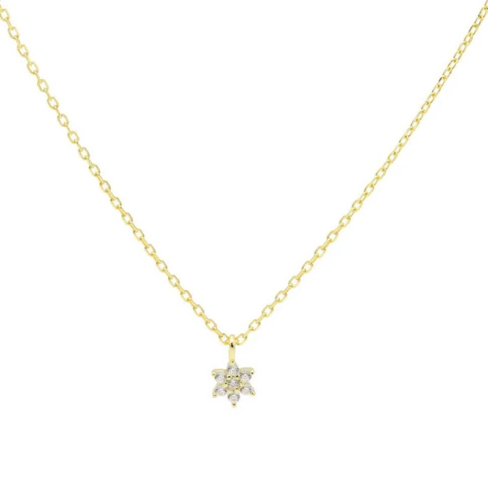 Karma Necklace Bright Zirconia Flower - Goldplated