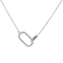 Karma Necklace Double Zirconia Oval - Silver