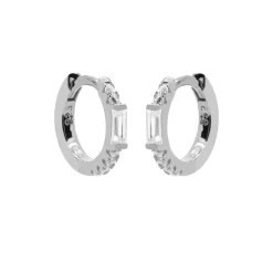 Karma Plain Hinged Hoops Zirconia Baguette
