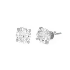 Karma Round Zirconia Earstuds - Silver