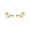 Karma Zirconia Earstuds Half - 14K Gold