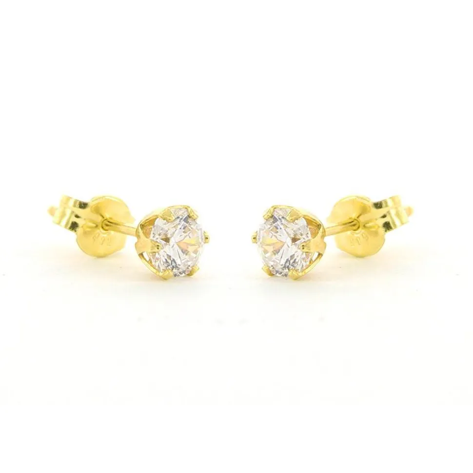Karma Zirconia Earstuds - 14K Gold
