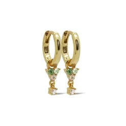 Karma Zirconia Hinged Hoops Flower Green