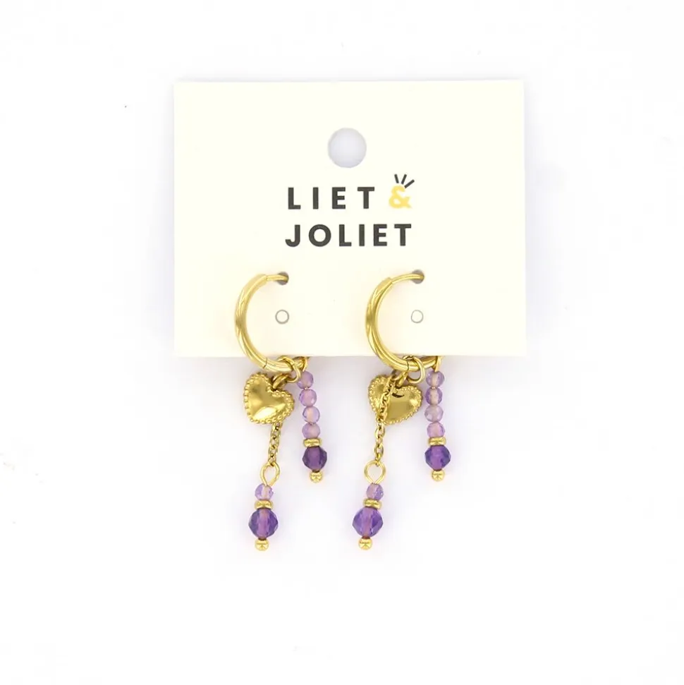 Liet & Joliet oorbellen Heart Purple - J8185