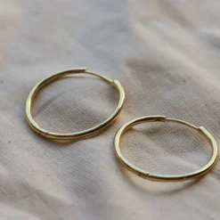 Plain Big Hinged Hoops - Gold Color