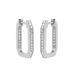 Plain Hinged Hoops Emerald Shaped Goldplated