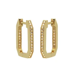 Plain Hinged Hoops Emerald Shaped Goldplated