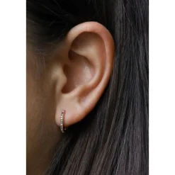 Plain Hinged Hoops Round Fushion Zirconia Square - Silver