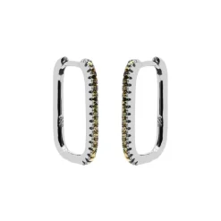 Plain Hinged Hoops Zirconia Gorgeous Green - Silver