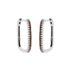 Plain Hinged Hoops Zirconia Pretty Papaya - Silver