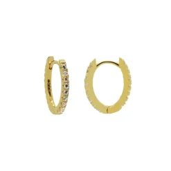 Plain Hoops Round Zirconia Oval - Gold Color